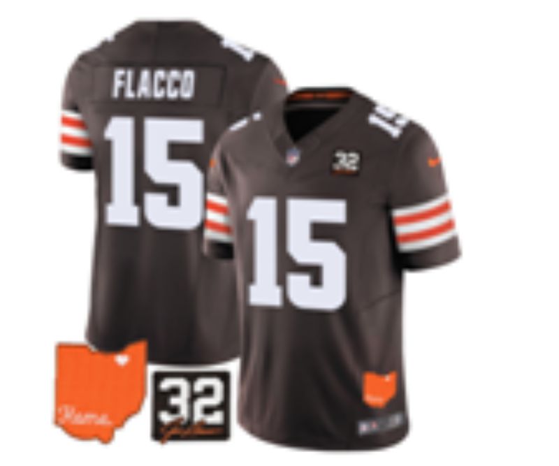 Men 2025 Cleveland Browns 15 Flacco brown Third Generation Nike Limited NFL Jersey style 02